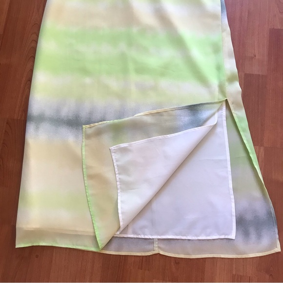 PERSONI | Y2K MIDI Skirt w/ Tie Dye Watercolour Print in Green & Yellow Size L - Picture 10 of 16